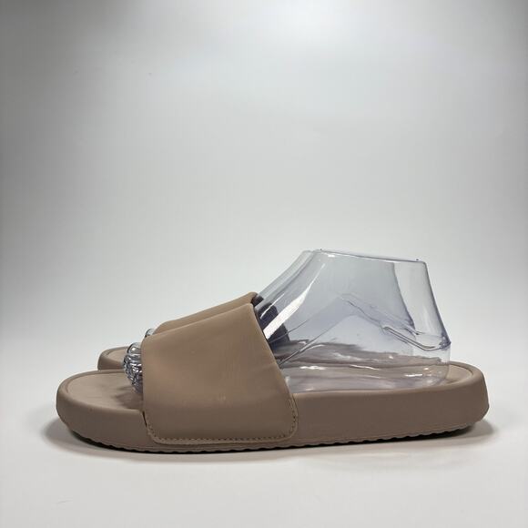 All In Motion Slide Sandals Taupe Brown Slip On Pool Beach Shoes Women's Size 10 - Picture 4 of 9